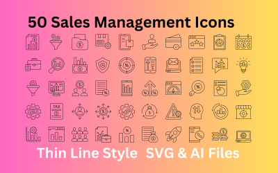 Zestaw ikon zarządzania sprzedażą 50 ikon konspektu - pliki SVG i AI