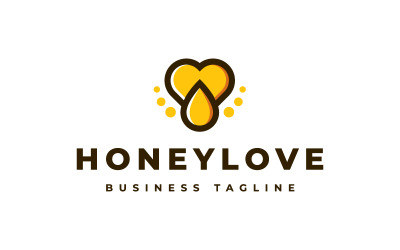 Modèle de logo d&amp;#39;amour de miel de nature