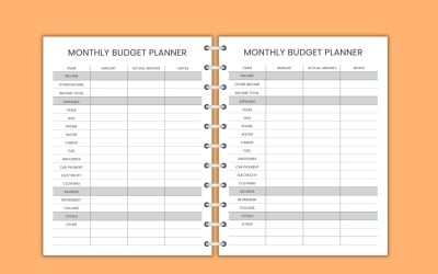 Planificateur ou suivi budgétaire mensuel