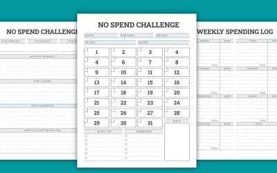 Ingen Spend Challenge, Printable, No Spending Tracker