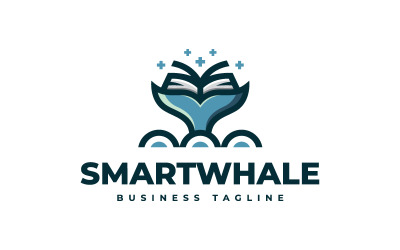 Modello di logo della balena intelligente