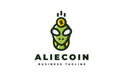 Einzigartige Alien-Münzen-Logo-Vorlage