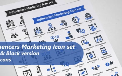 Insieme dell&amp;#39;icona di marketing degli influenzatori
