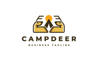 Modèle de logo de cerf de camp forestier