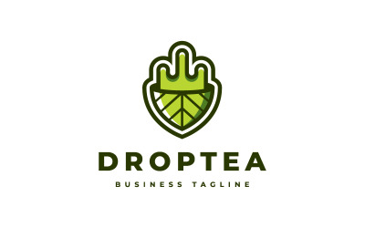 Modelo de logotipo de chá de gota natural