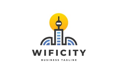 Modern Wifi Şehir Logo Şablonu
