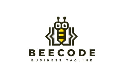Unique Bee Code Logo Template