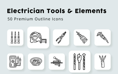Electrician Tools and Elements Glyph Icons