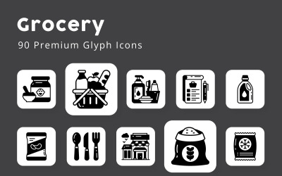 Grocery Premium Glyph ikoner
