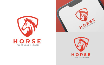 Modèle de logo de cheval de bouclier