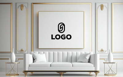 Біла дошка логотип макет у розкішний інтер&amp;#39;єр фону