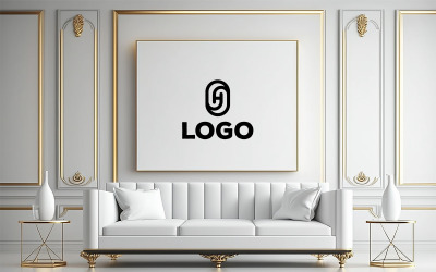White Board Logo Mockup op luxe interieur achtergrond