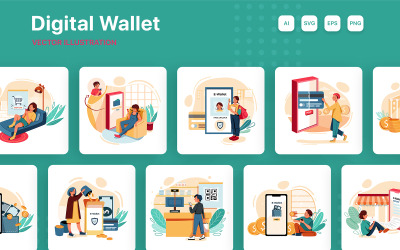 M214_ Pacote de ilustração de carteira digital
