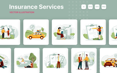 M216_ Pacote de ilustrações de serviços de seguros
