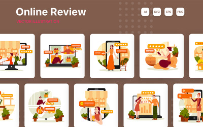 Pacote de ilustrações de revisão on-line M230_