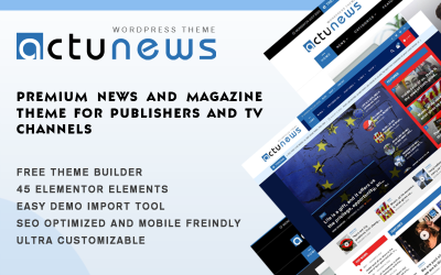 Actunews — motyw WordPress dla wiadomości i magazynu Elementor