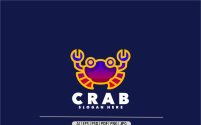 Crab line art gradient colorful logo