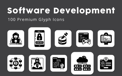 Iconos de glifos de desarrollo de software