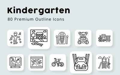 Kindergarten Premium Outline Icons