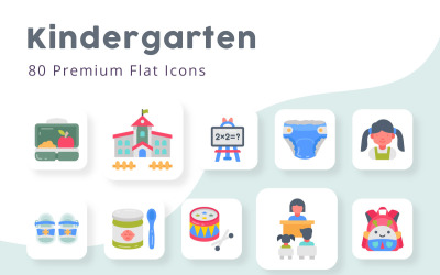 Kleuterschool Premium plat pictogrammen