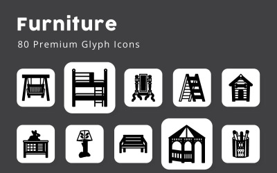 Meubilair Unieke Glyph-pictogrammen
