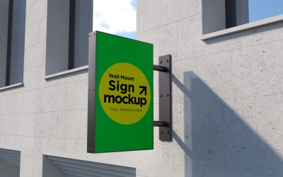 Rectangular Wall Mount Façade Sign Mockup Template 19A