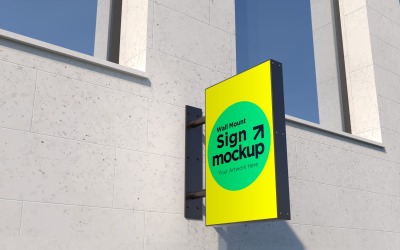 Rectangular Wall Mount Façade Sign Mockup Template 19B
