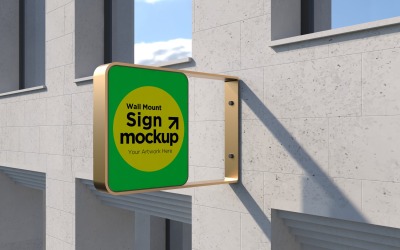 Rectangular Wall Mount Façade Sign Mockup Template 20A