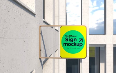 Rectangular Wall Mount Façade Sign Mockup Template 20C
