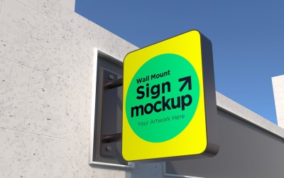 Rectangular Wall Mount Façade Sign Mockup Template 21B