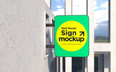 Rectangular Wall Mount Façade Sign Mockup Template 21C