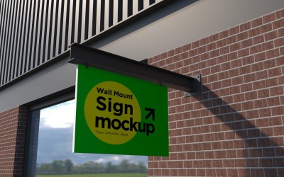 Rectangular Wall Mount Façade Sign Mockup Template 22A