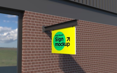 Rectangular Wall Mount Façade Sign Mockup Template 22B