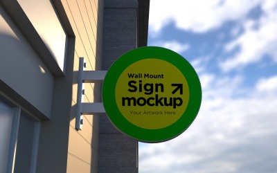 Round Wall Mount Signage Mockup Template 10B