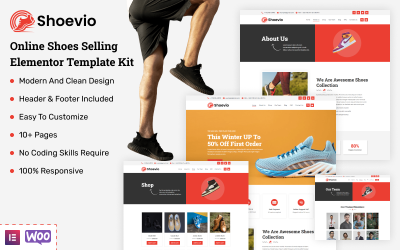 Shoevio – Online cipők értékesítése Elementor sablonkészlet