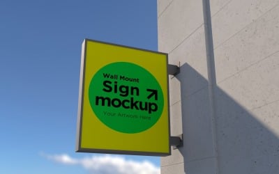Square Wall Mount Façade Sign Mockup Template 23B