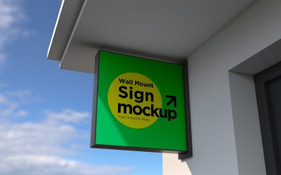 Square Wall Mount Façade Sign Mockup Template 25B
