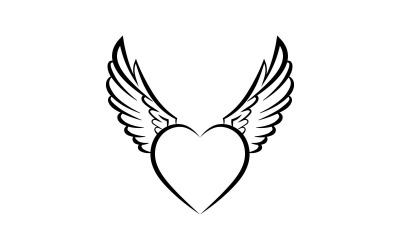 Coeur avec ailes création de logo noir