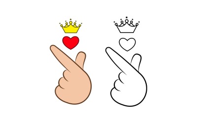Coeur coréen avec création de logo de couronne