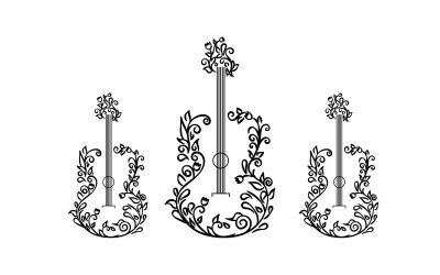 Création de logo de guitare à fleurs créative