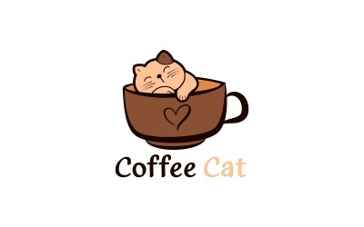 Design do logotipo do gato café - marca