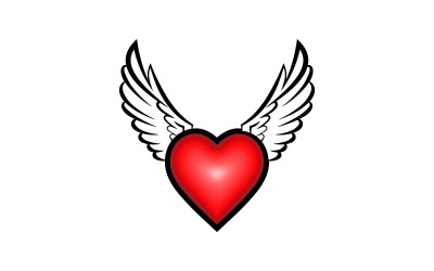 Diseño de logotipo de corazón con alas