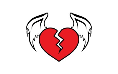 Diseño de logotipo de corazón roto con alas