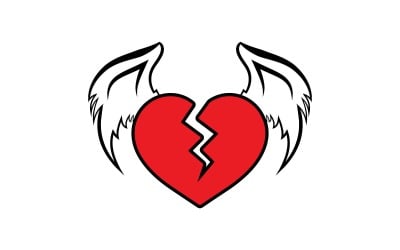 Gebroken hart met vleugels Logo ontwerp