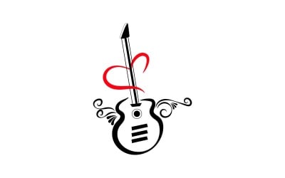 Gitaar met hart logo ontwerp