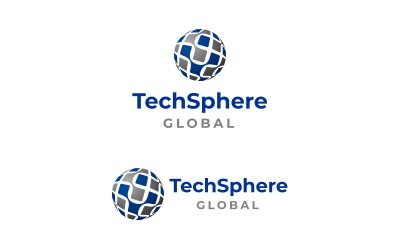 Globalne logo TechSphere, logo Technology AI