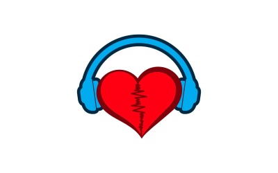 Hart met hoofdtelefoon logo ontwerp