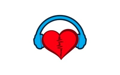 Herz mit Kopfhörer-Logo-Design