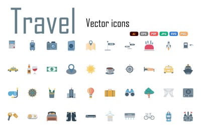 Iconos vectoriales de viajes y excursiones