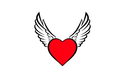Креативное сердце с дизайном логотипа Wings